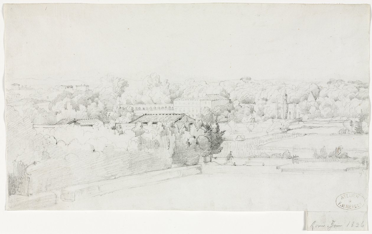 Vue de la Villa Borghese et de son orangerie depuis la Villa Médicis - Frederic Bourgeois de Mercey