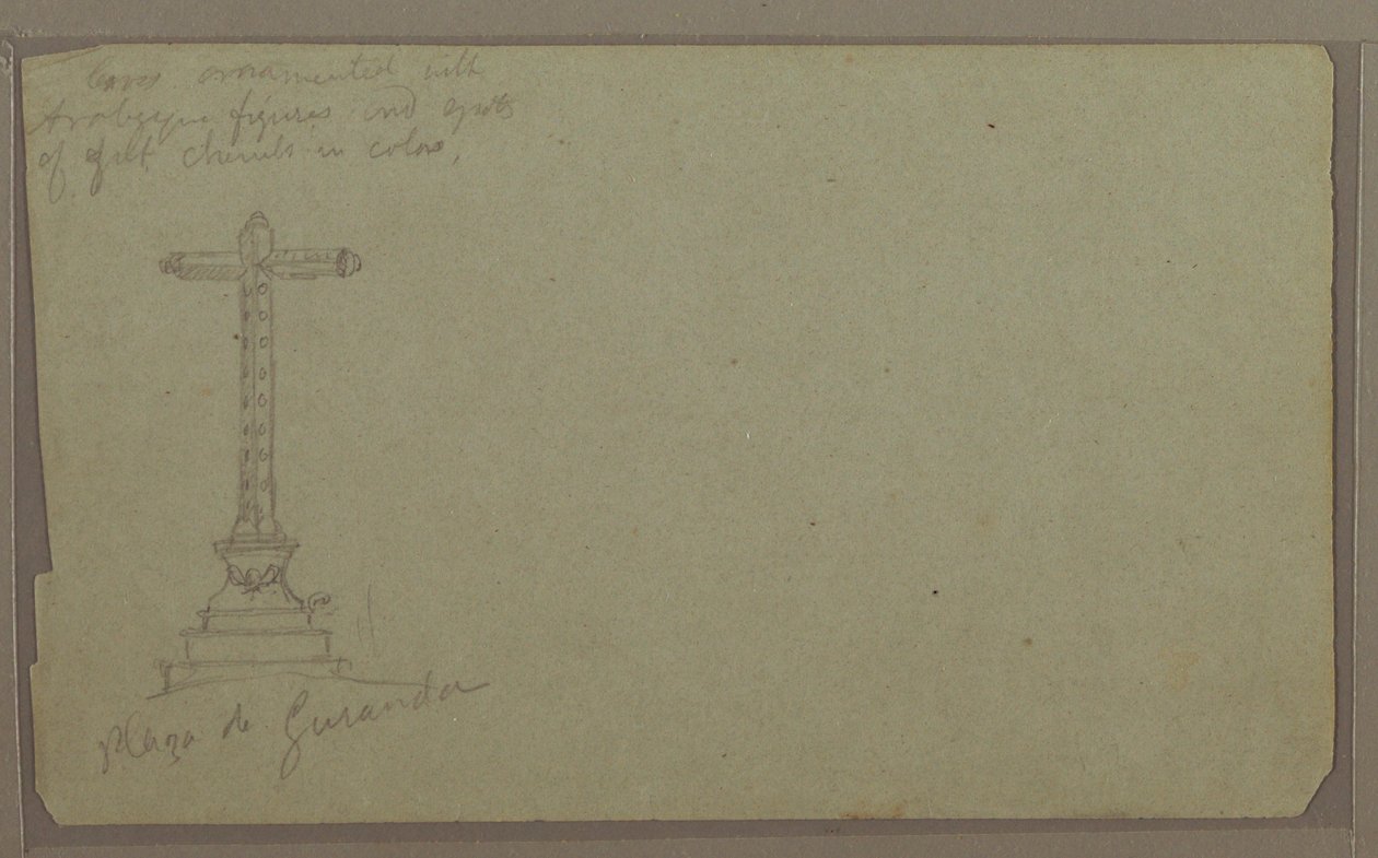 Dessin, une croix sur la place principale, Guaranda, 1857 - Frederic Edwin Church