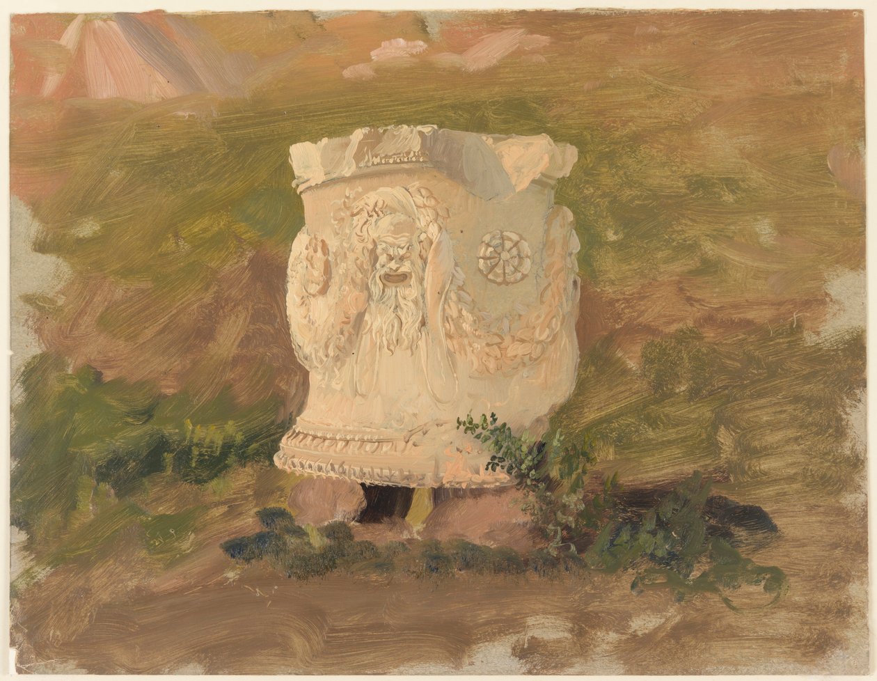 Dessin, Athènes, sculpture dans le théâtre de Dionysos, avril 1869 - Frederic Edwin Church
