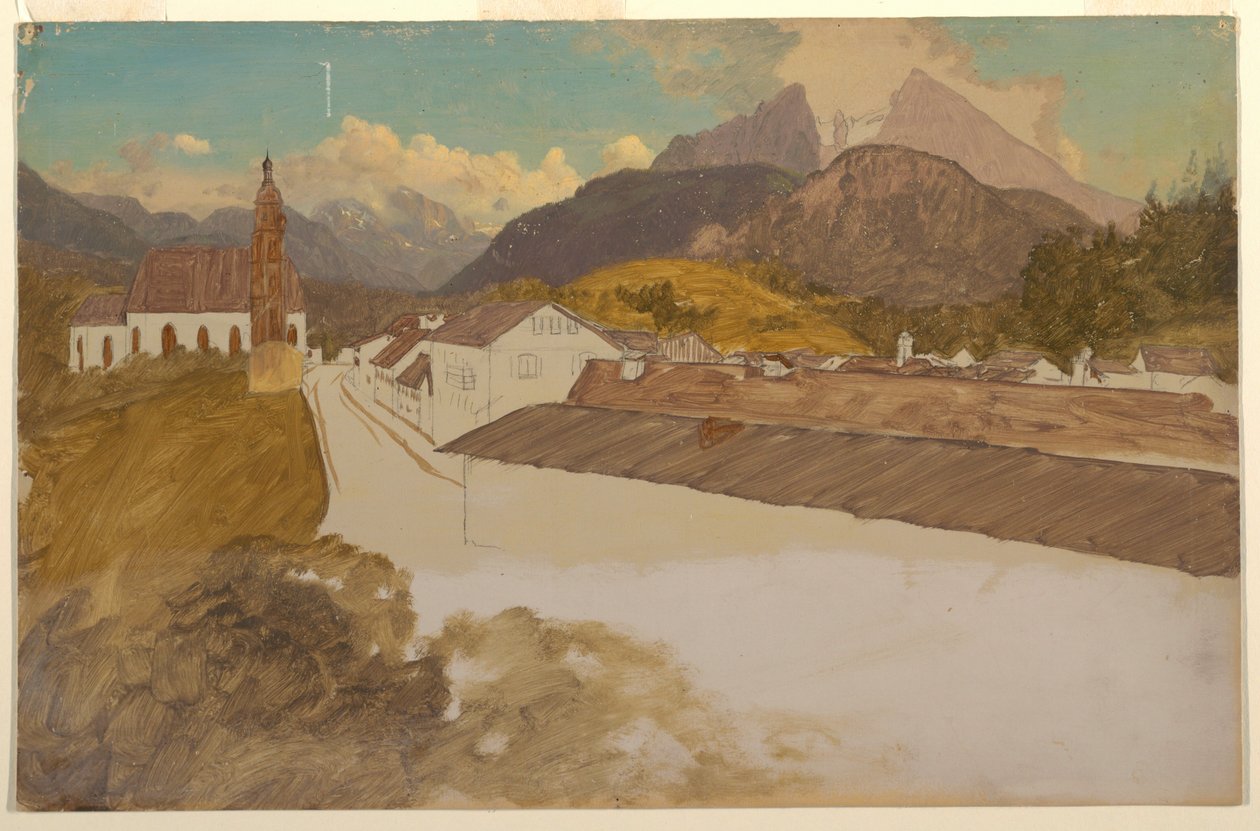Dessin, Berchtesgaden, Bavière, vue générale, juin 1868 - Frederic Edwin Church