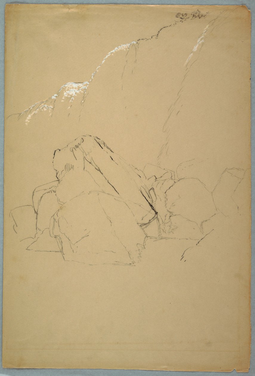 Dessin, Rochers, Banque canadienne, 1858 - Frederic Edwin Church