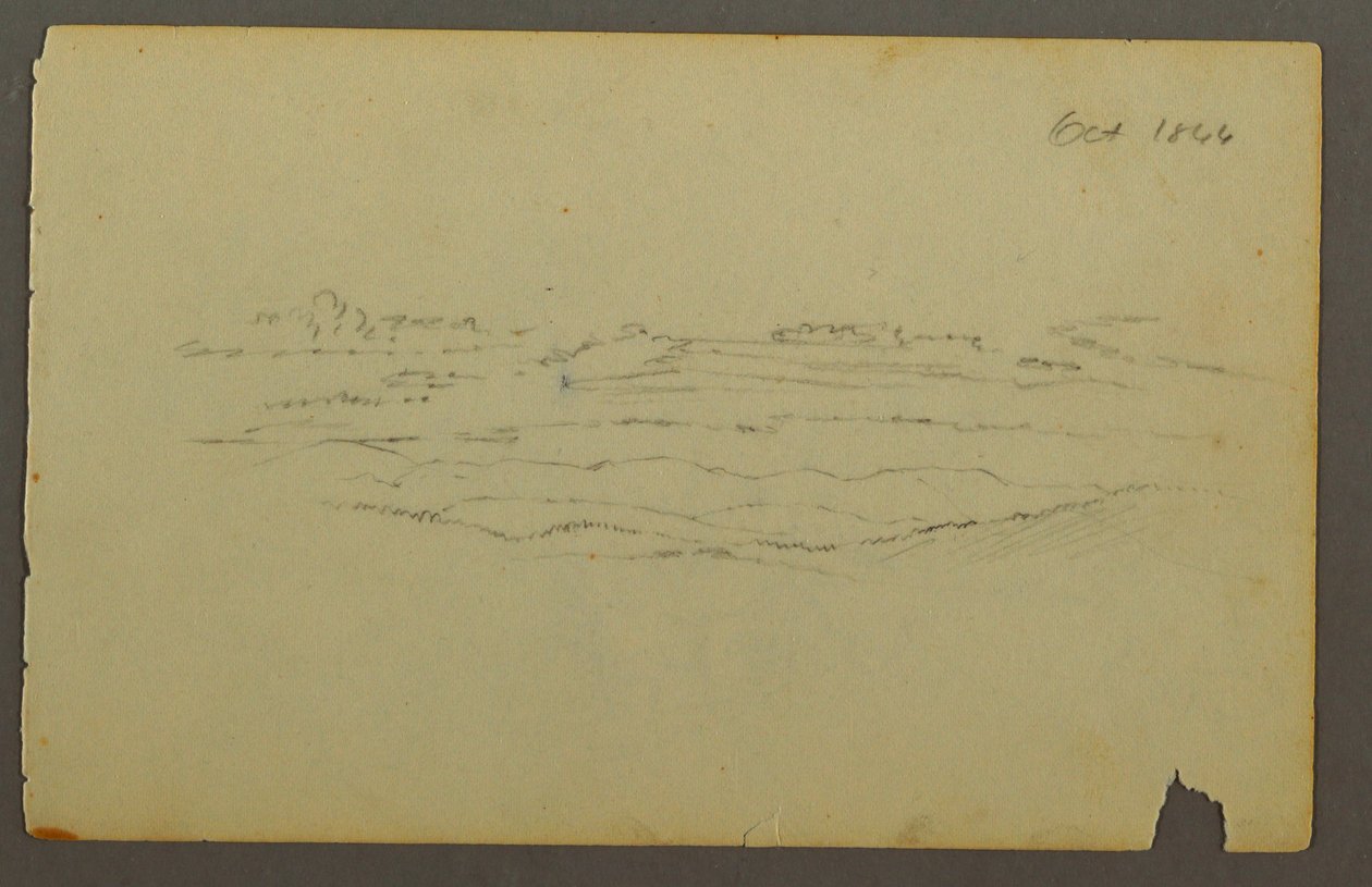 Dessin, Grand paysage vallonné avec des nuages, 1844 - Frederic Edwin Church