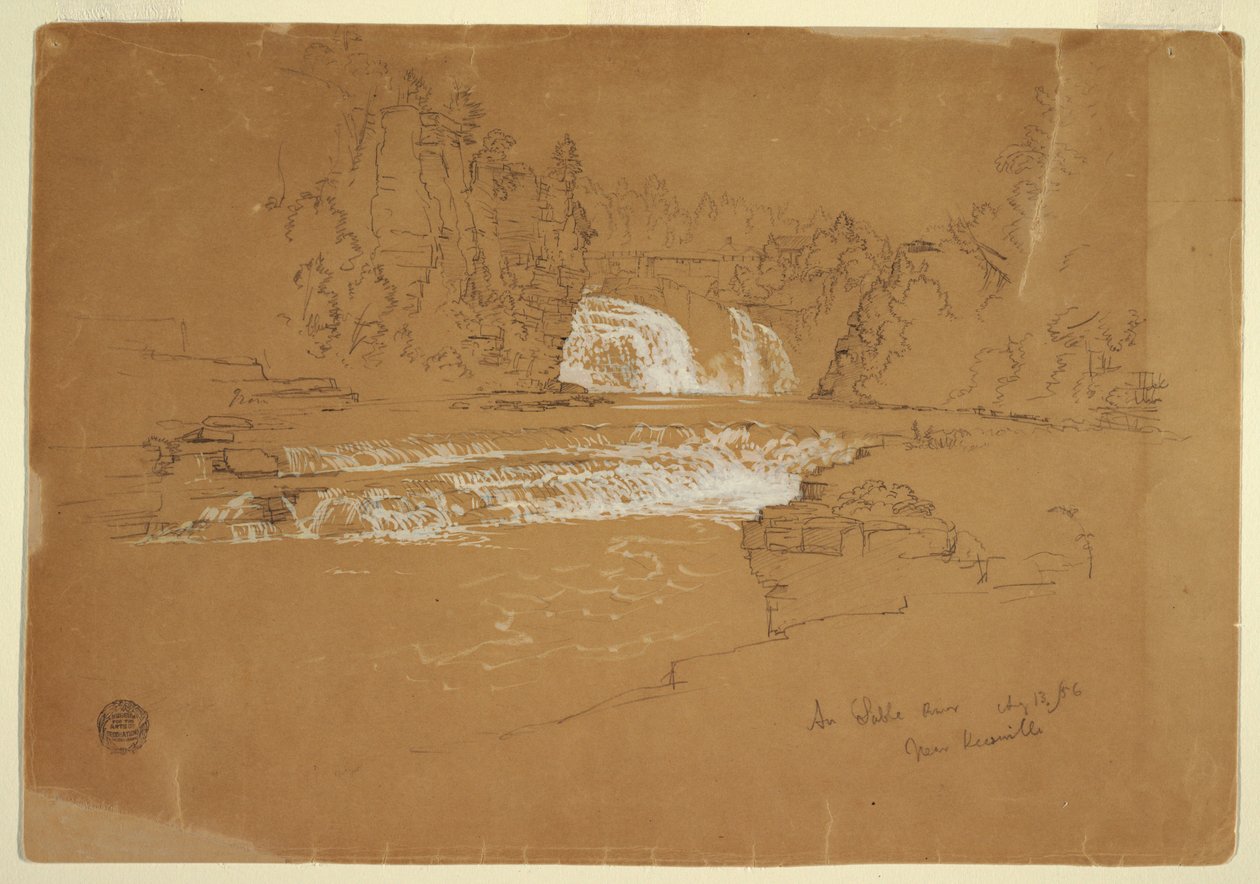 Dessin, Cascades de la rivière Ausable, près de Keesevill, New York, 13 août 1856 - Frederic Edwin Church