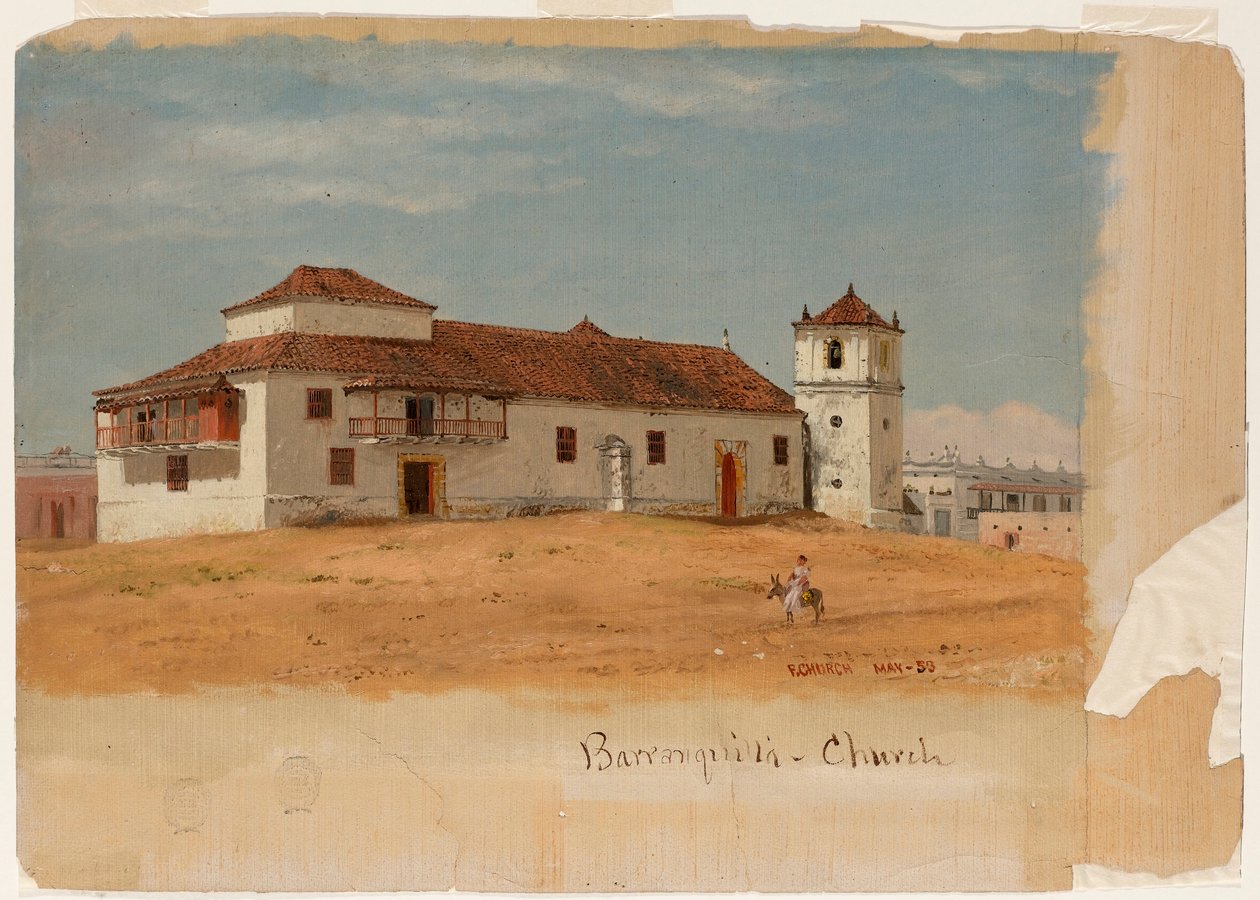 Dessin, église de Barranquilla, Colombie, mai 1853 - Frederic Edwin Church