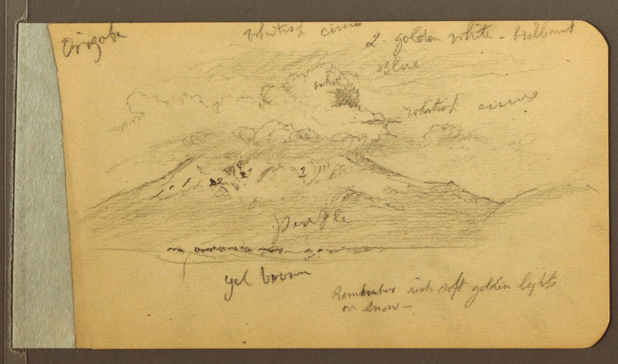 Dessin, montagnes couvertes de nuages, 1889 - Frederic Edwin Church