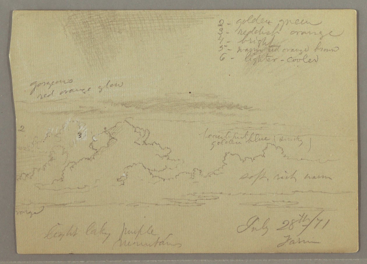 Dessin, étude de nuages, 28 juillet 1871 - Frederic Edwin Church