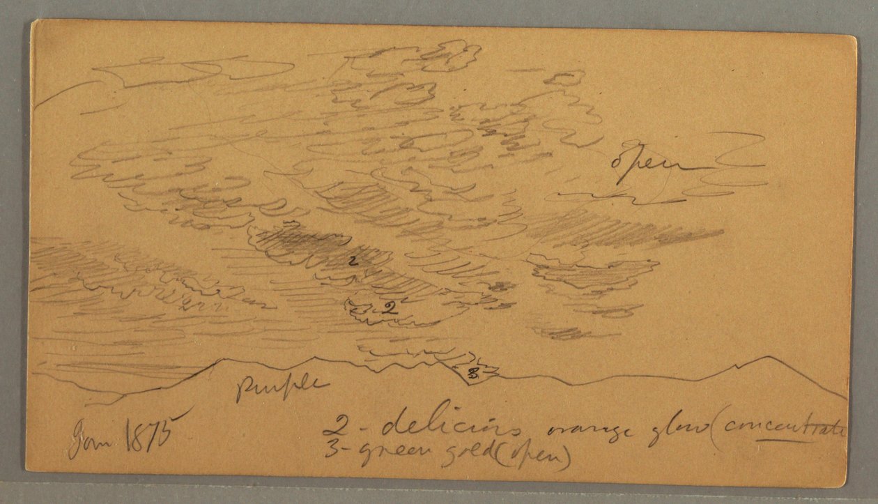 Dessin, nuage au-dessus des collines, janvier 1875 - Frederic Edwin Church