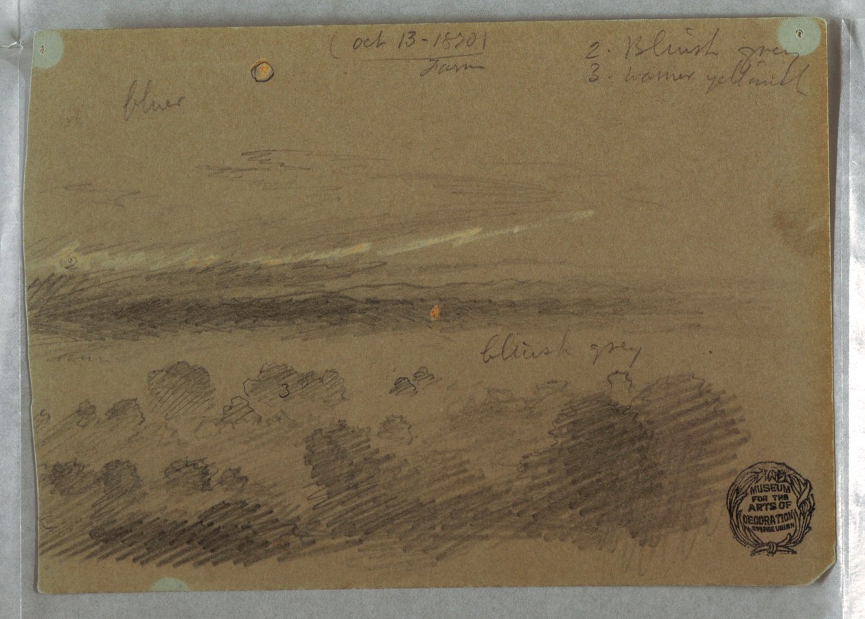 Dessin, ciel nuageux et lune, 13 octobre 1870 - Frederic Edwin Church