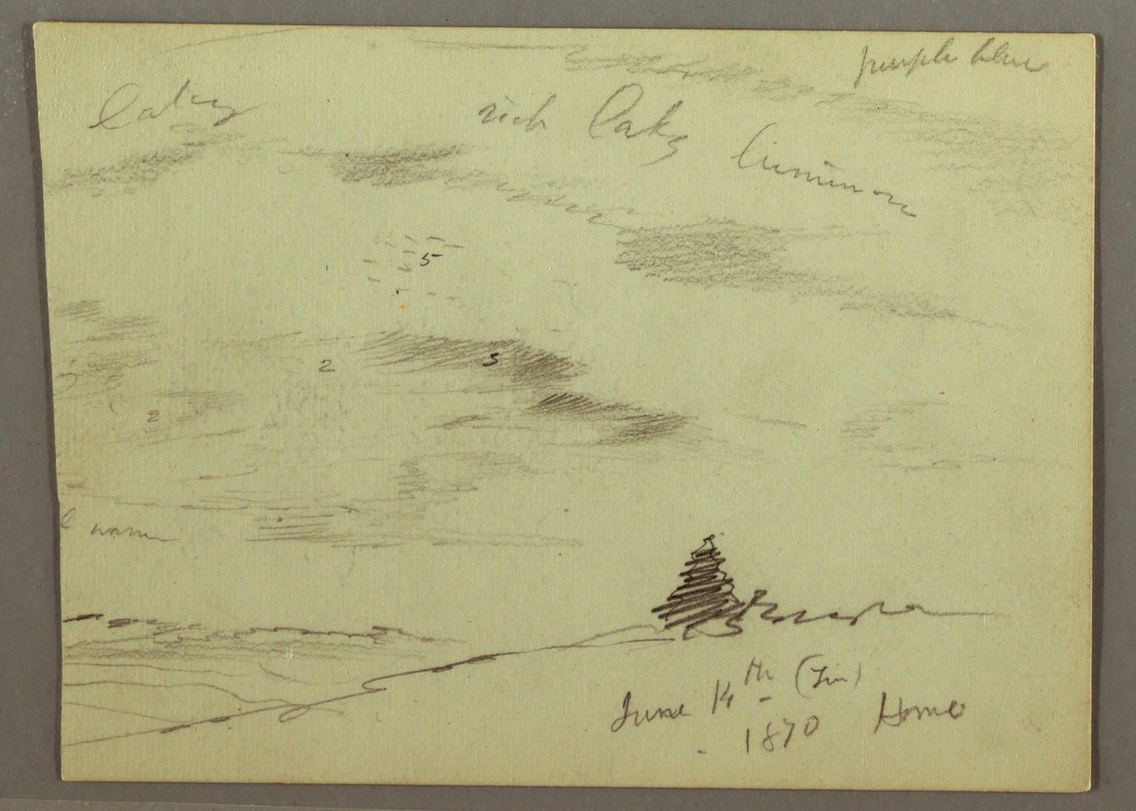 Dessin, Ciel nuageux, flanc de colline, 1870 - Frederic Edwin Church
