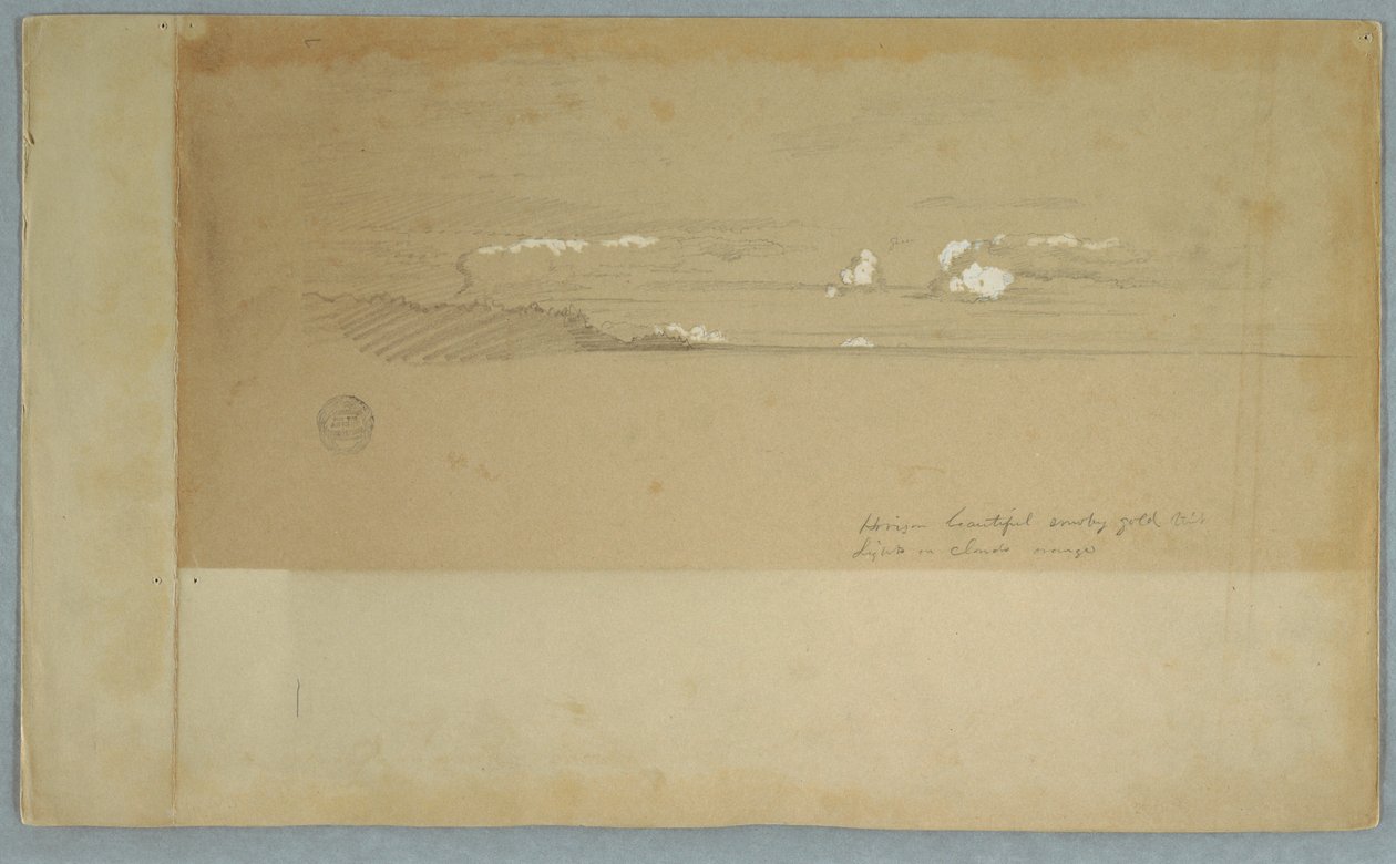 Dessin, Ciel nuageux sur un terrain vallonné et boisé, peut-être 1857 - Frederic Edwin Church