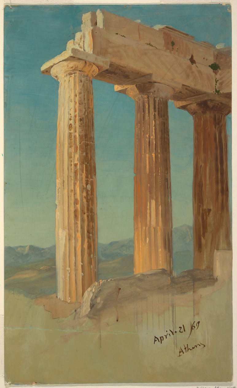 Dessin, colonnes du Parthénon, Athènes, 21 avril 1869 - Frederic Edwin Church