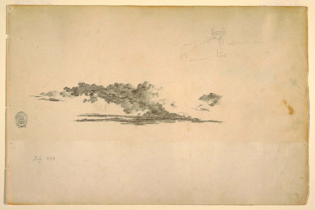 Dessin, vache, nuages, juillet et septembre 1844 - Frederic Edwin Church