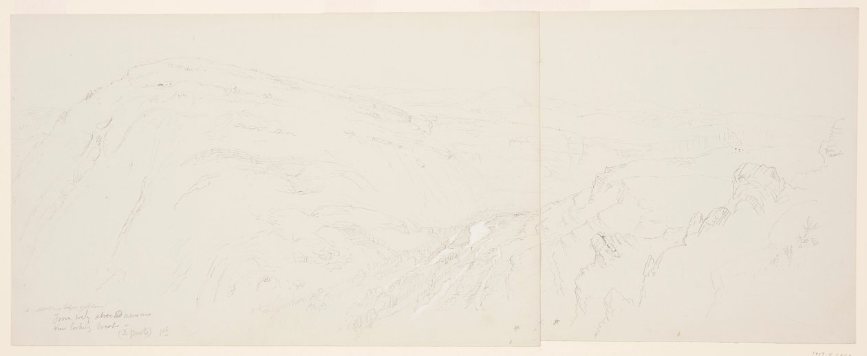 Dessin, vue lointaine de Damas, Syrie, 7 mai 1868 - Frederic Edwin Church