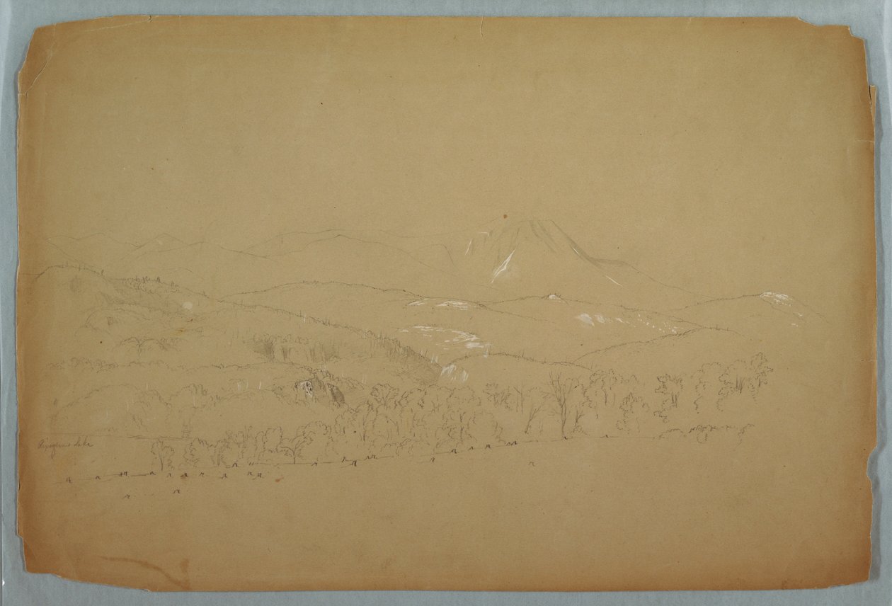 Dessin, vue lointaine du Katahdin vu de l