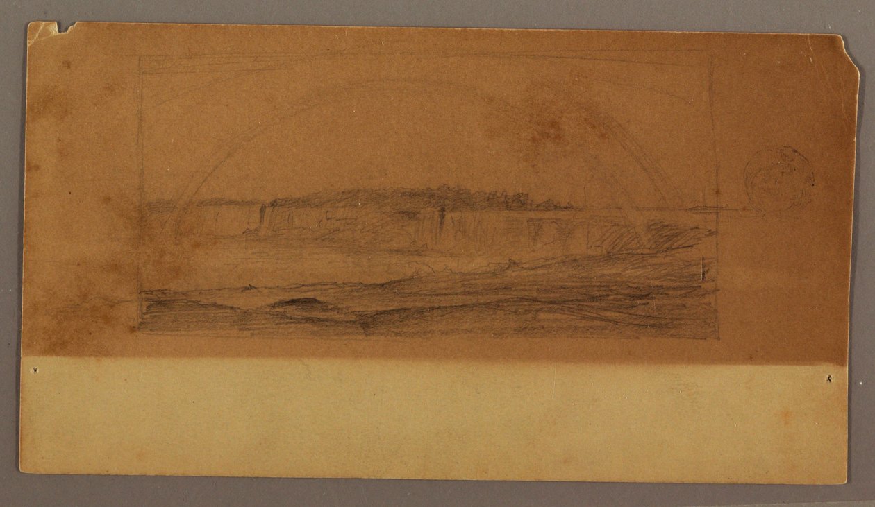 Dessin, Double Rainbow over the Falls, Niagara River, peut-être 1858 - Frederic Edwin Church