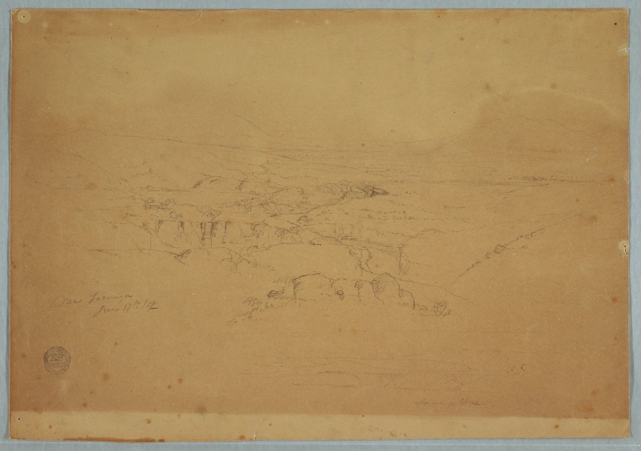 Dessin, Dessin.  Esquisses.  Paysage, " Près de Tacunga ", Équateur, 17 juin 1857 - Frederic Edwin Church