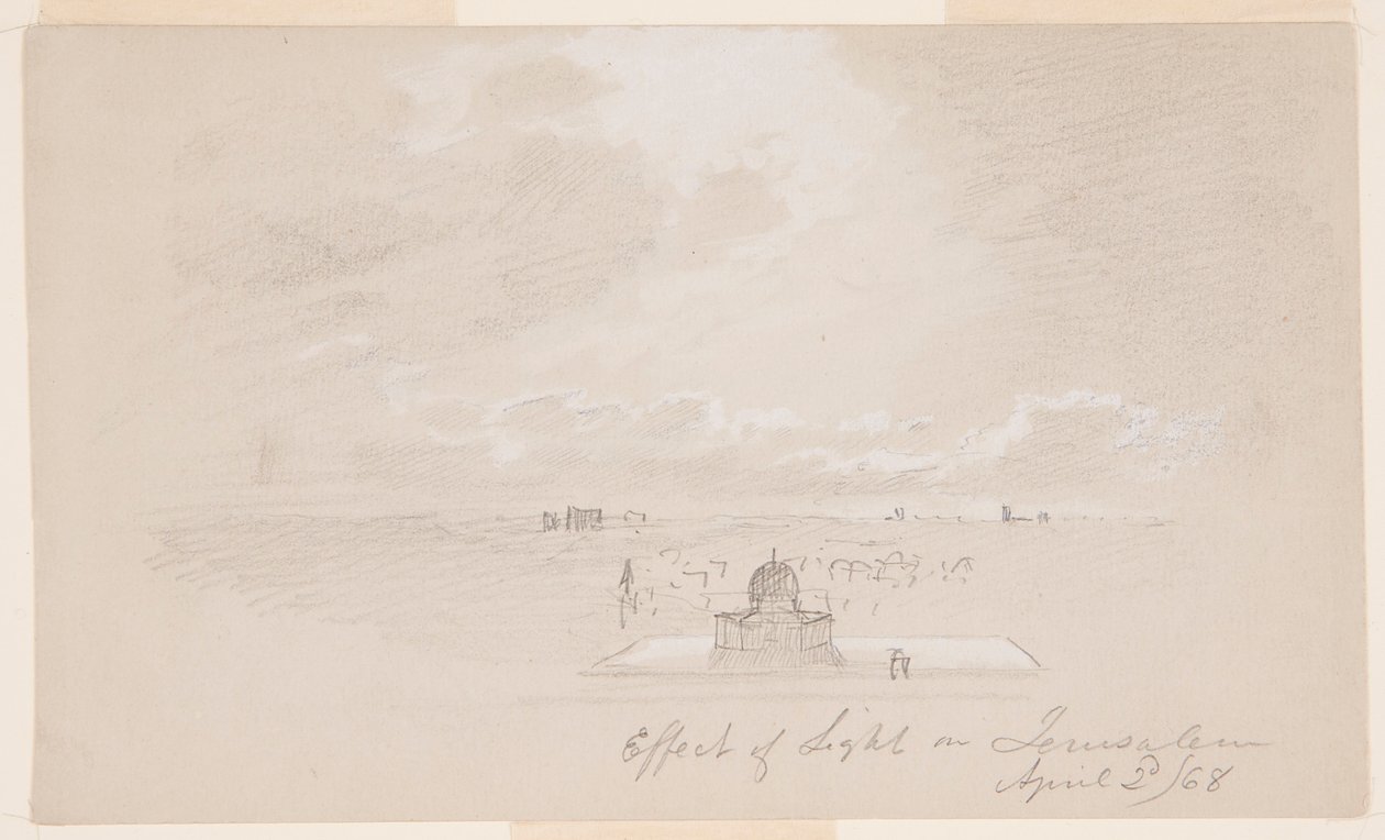 Dessin, Effet de la lumière sur Jérusalem, 2 avril 1868 - Frederic Edwin Church