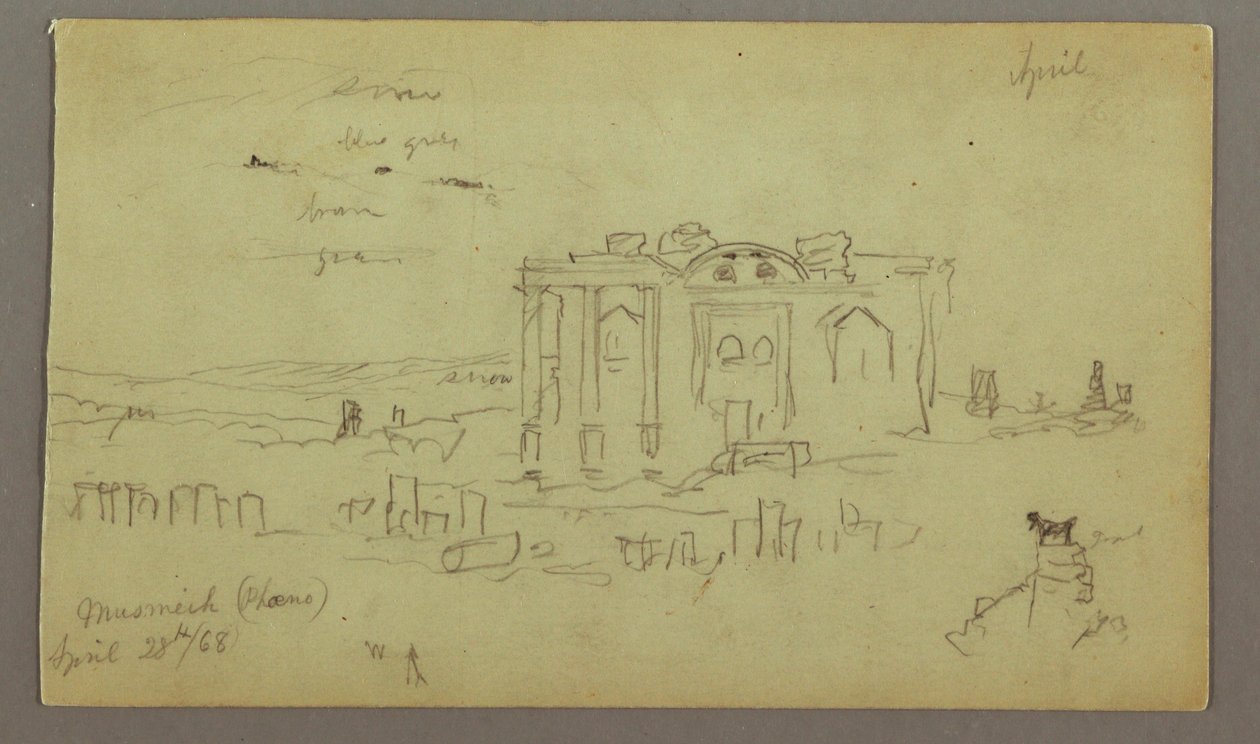 Dessin, façade du Parrelorium, 28 avril 1868 - Frederic Edwin Church