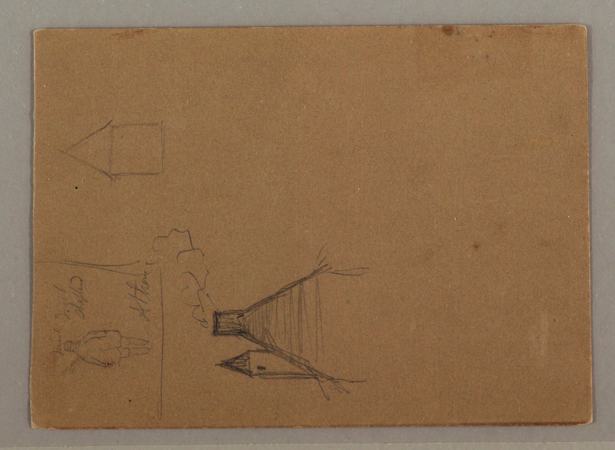 Dessin, figure, toits, peut-être 1869 - Frederic Edwin Church