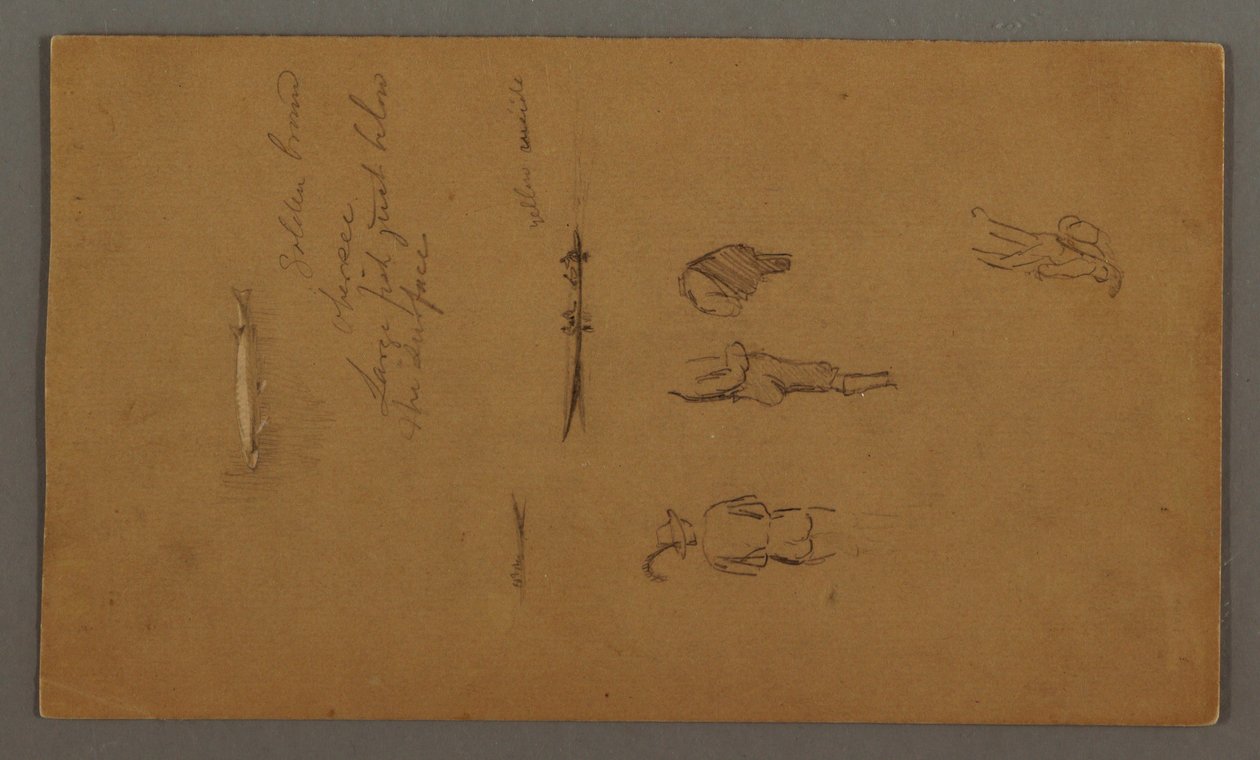 Dessin, études de figures, figure dans un bateau, poisson, peut-être 1868 - Frederic Edwin Church