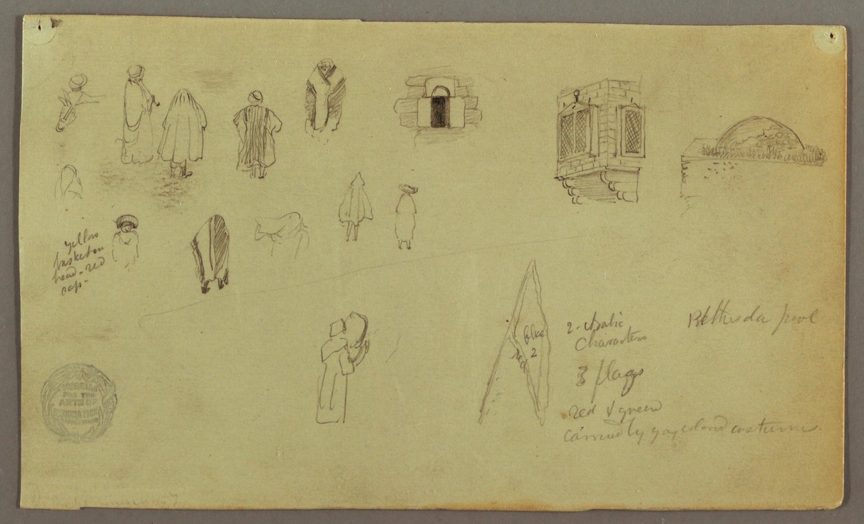 Dessin, études de figures, drapeau à fenêtres, peut-être 1868 - Frederic Edwin Church