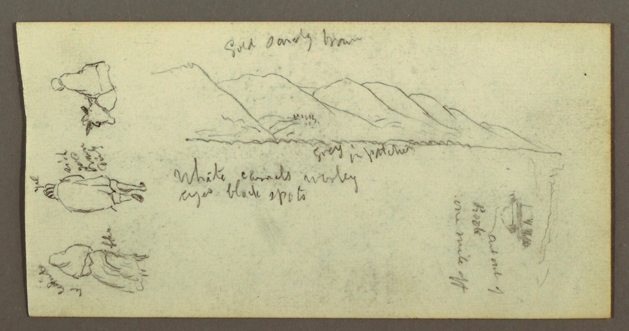 Dessin, étude de figure, chaîne de montagnes, peut-être 1868 - Frederic Edwin Church