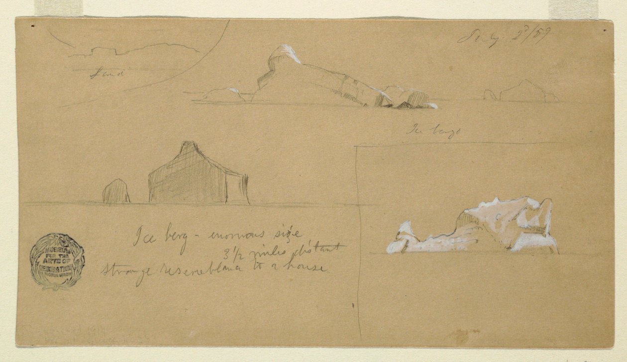 Dessin, icebergs flottants, 2 juillet 1859 - Frederic Edwin Church