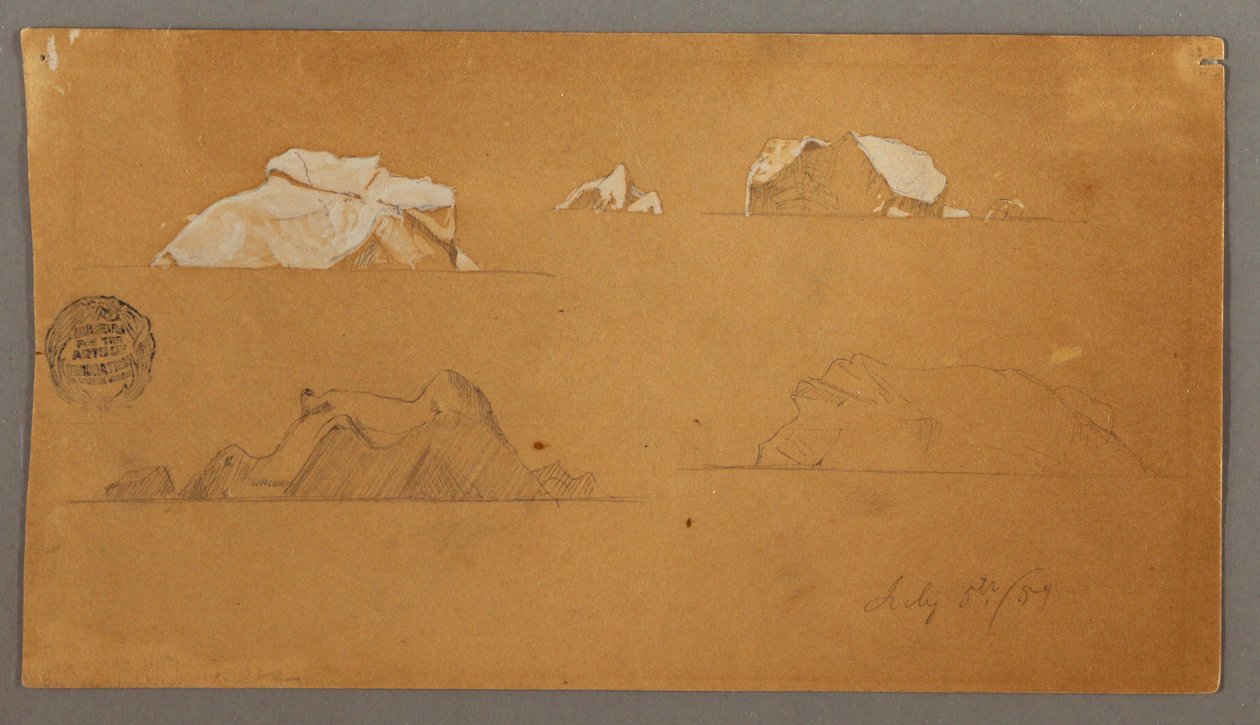 Dessin, icebergs flottants, 5 juillet 1859 - Frederic Edwin Church