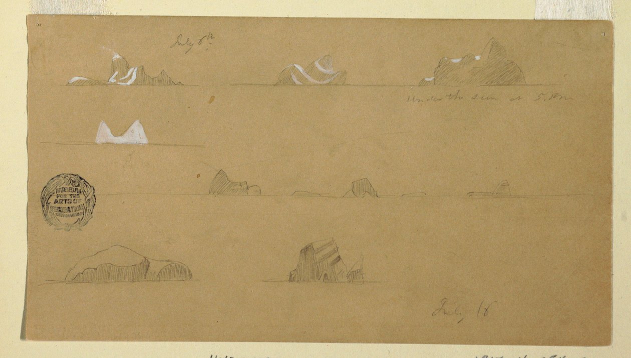 Dessin, icebergs flottants, 6 et 16 juillet 1859 - Frederic Edwin Church