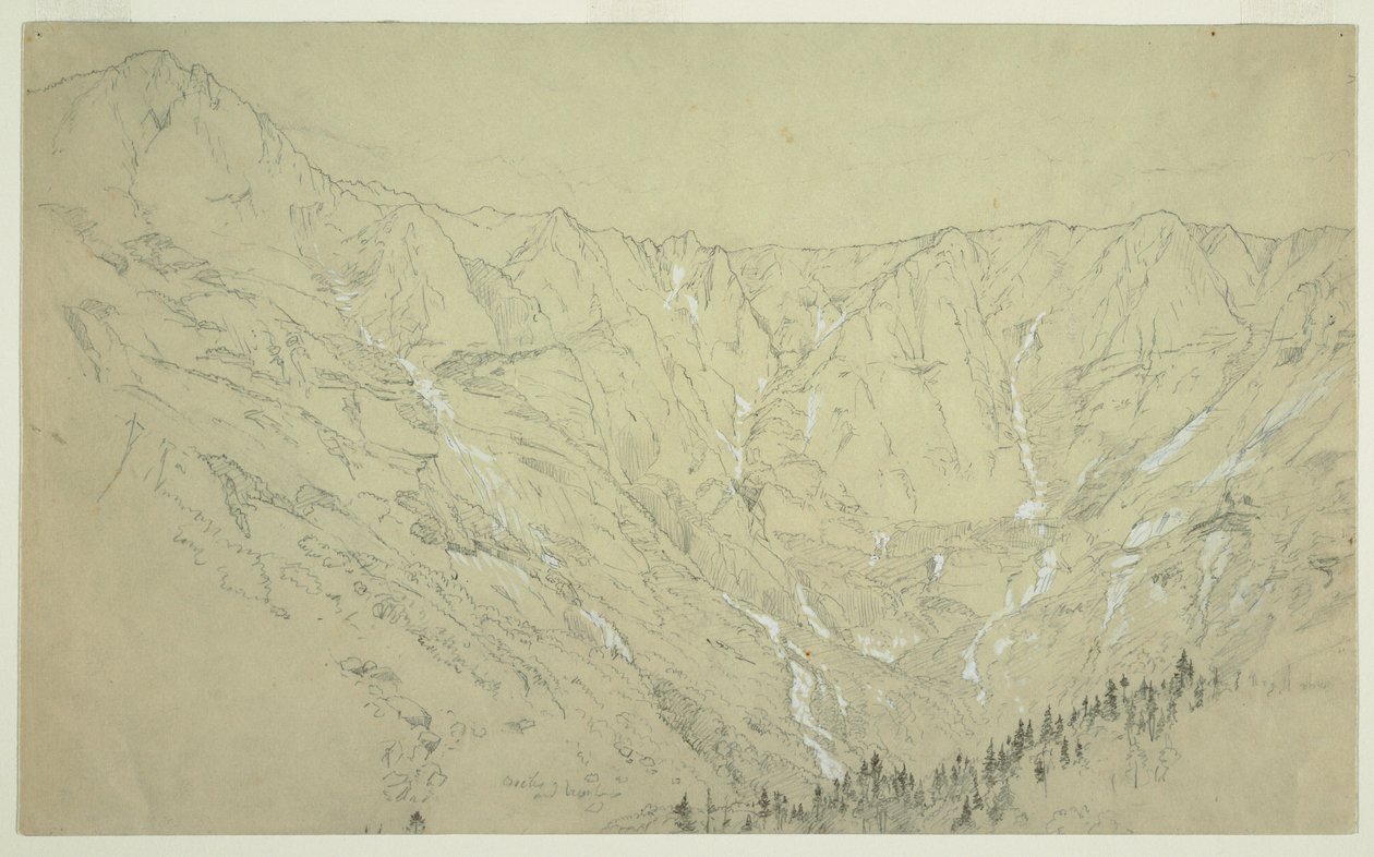 Dessin, Grand Bassin, mont Katahdin, vers 1877 - Frederic Edwin Church