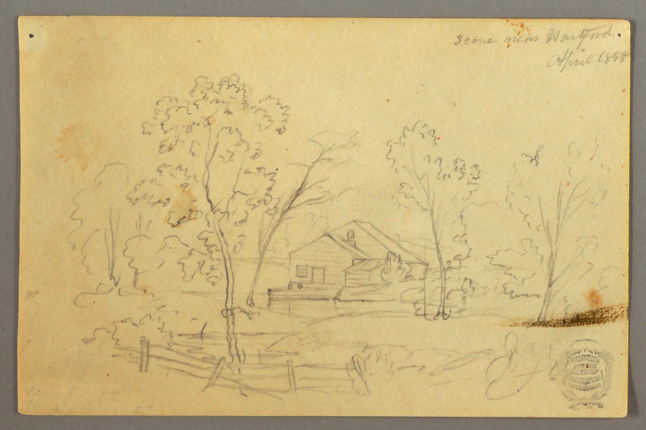 Dessin, Maison dans les bois au bord d