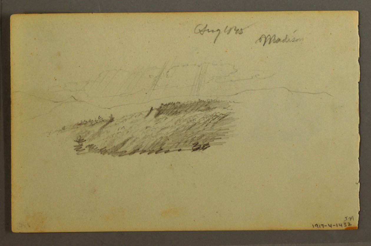 Dessin, maison, voilier, plante, septembre 1844 - Frederic Edwin Church