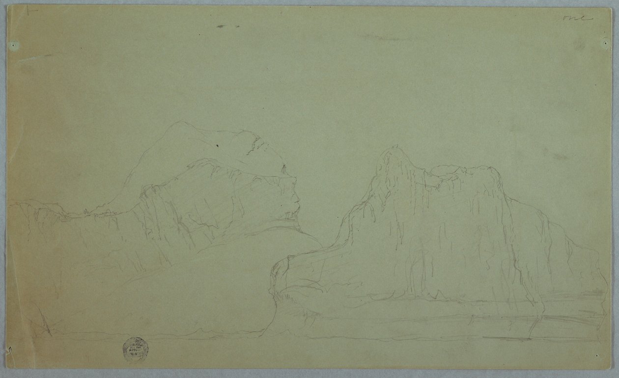Dessin, Iceberg avec deux pics, juin ou juillet 1859 - Frederic Edwin Church
