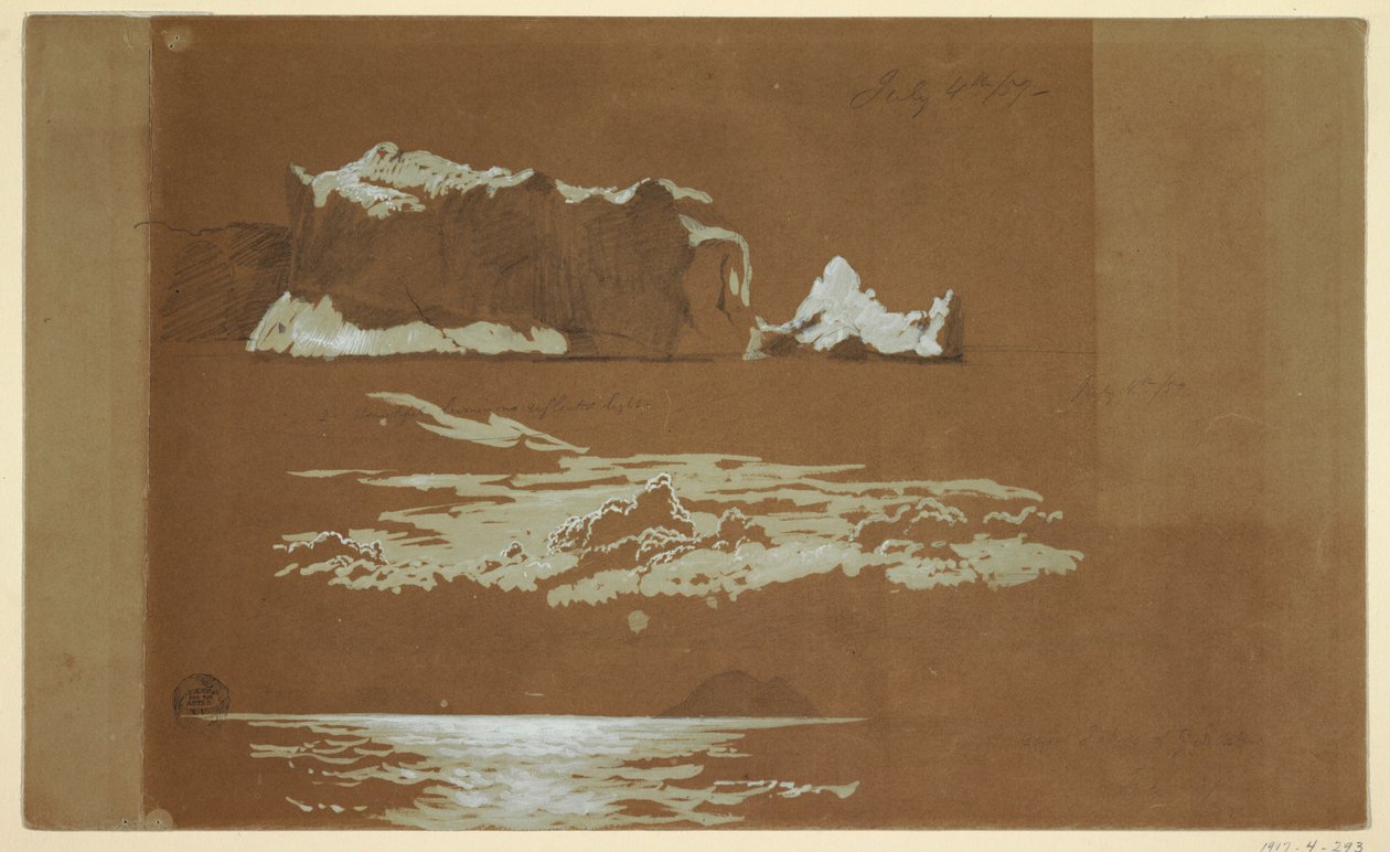 Dessin, icebergs près du cap Saint-Jean et de l