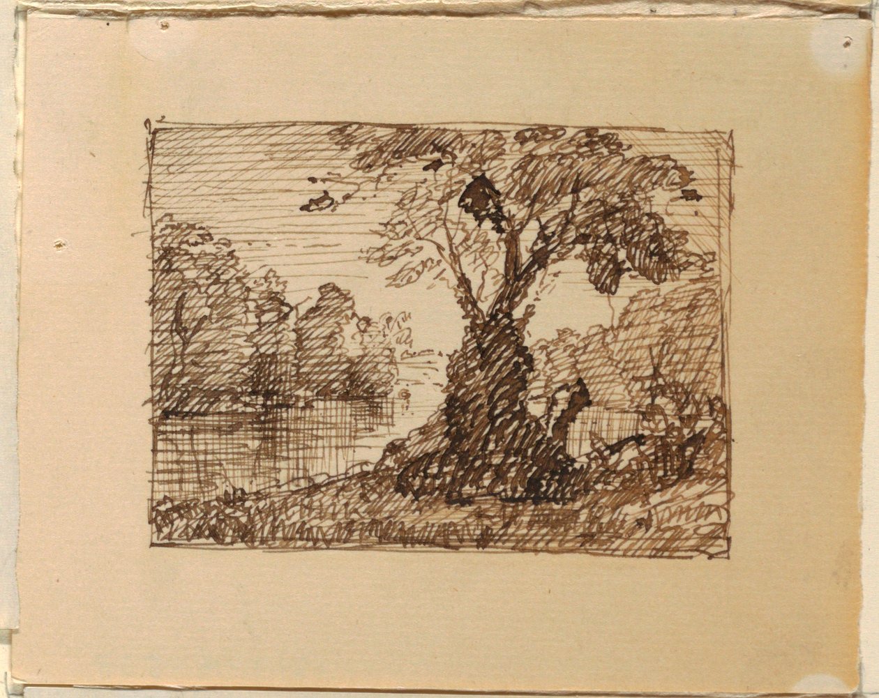 Dessin, paysage fluvial imaginaire, vers 1870-73 - Frederic Edwin Church