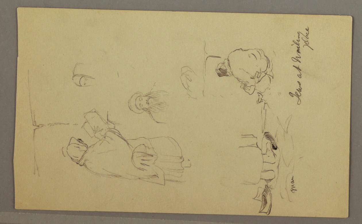 Dessin, Juifs au mur des lamentations, Jérusalem, avril 1868 - Frederic Edwin Church