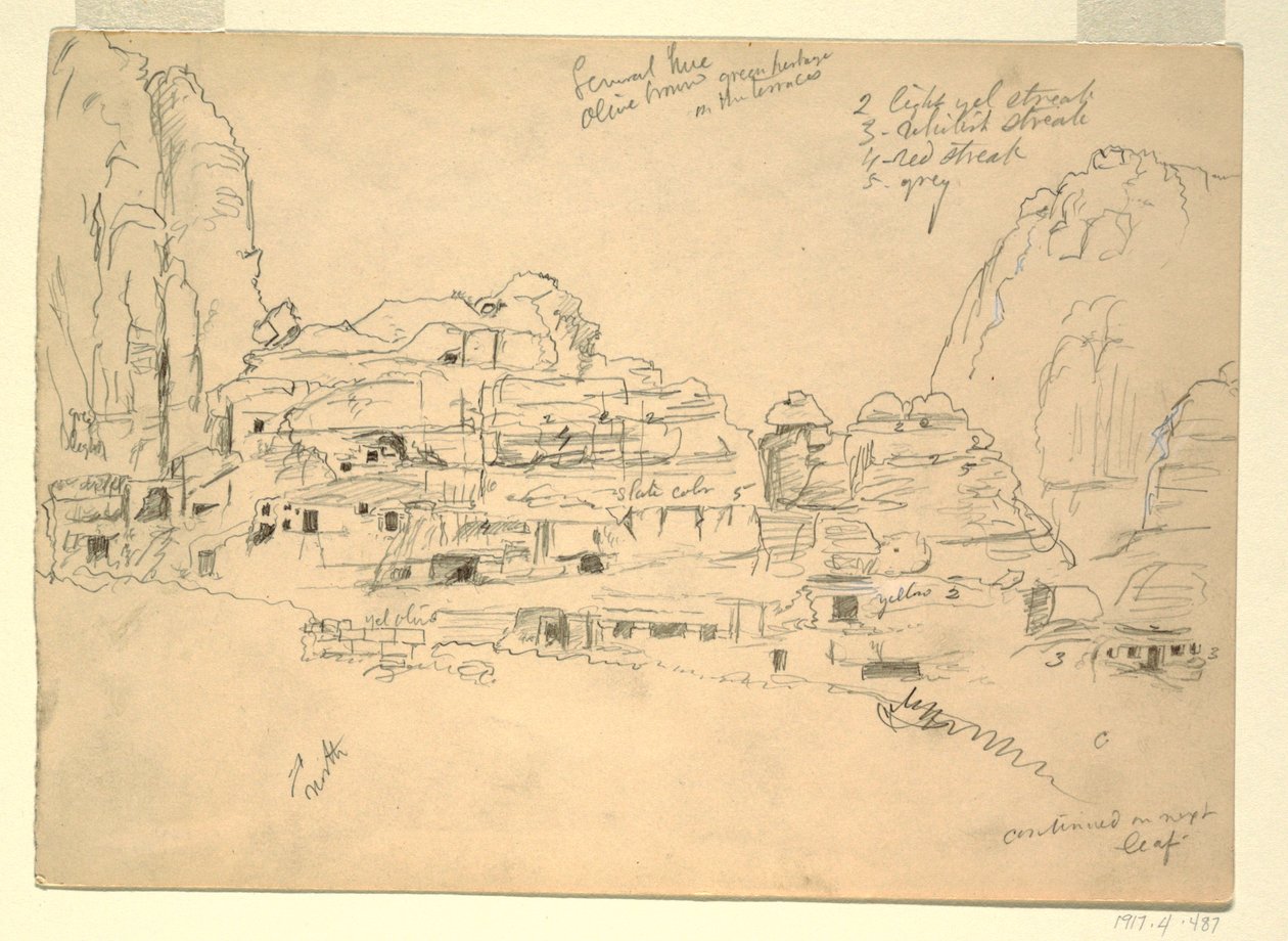 Dessin, Khirbet-en-Nasara, Petra, Jordanie, 26 février 1868 - Frederic Edwin Church