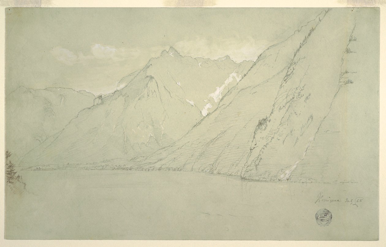 Dessin, Königssee depuis le Falkenstein, juillet 1868 - Frederic Edwin Church