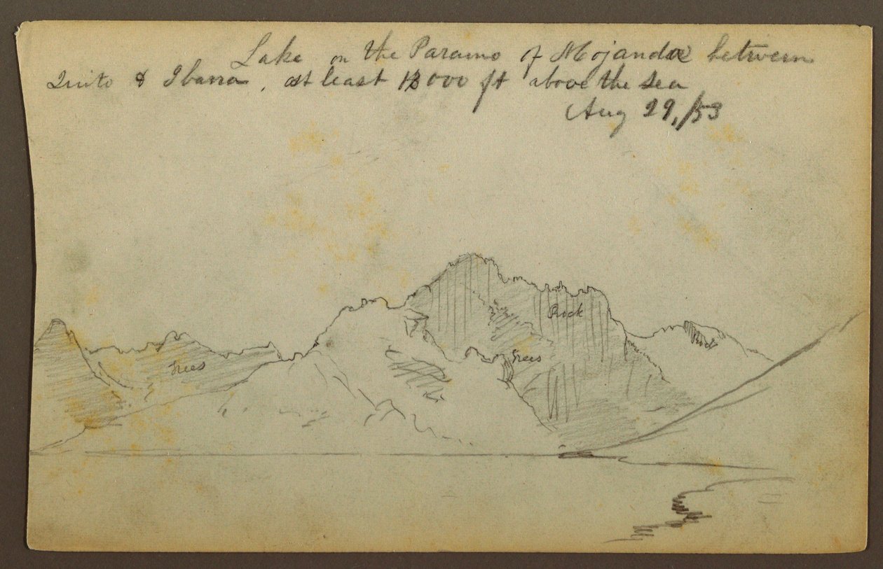 Dessin, lac, désert de Mojanda, Équateur, 29 août 1853 - Frederic Edwin Church