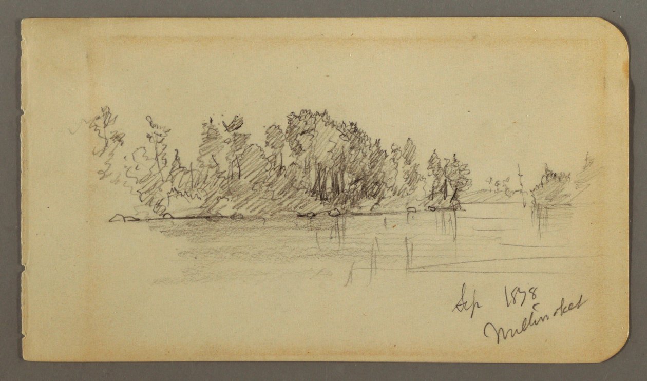 Dessin, lac et rive boisée, 1878 - Frederic Edwin Church