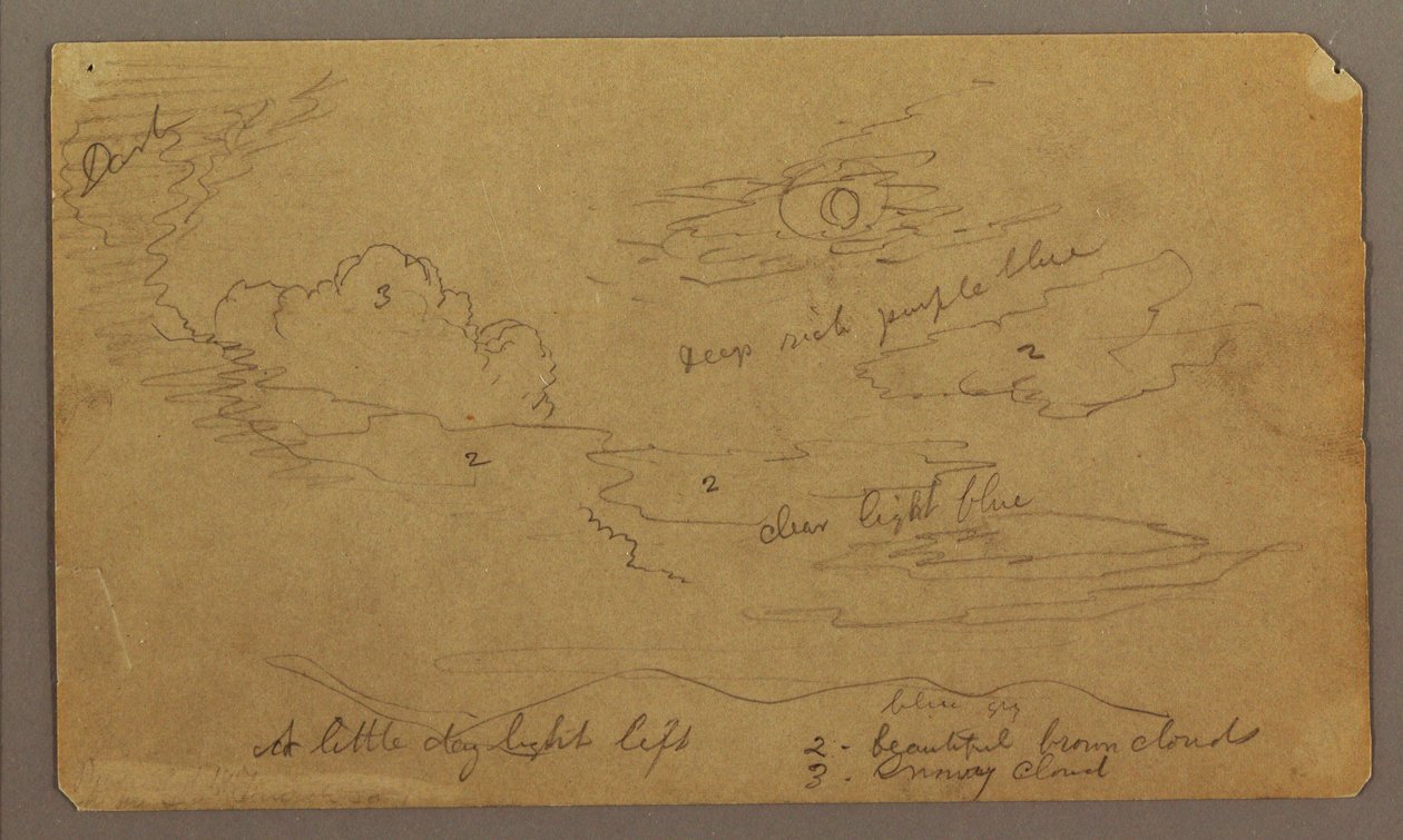 Dessin, paysage ; verso : croquis botaniques, 1865 - Frederic Edwin Church