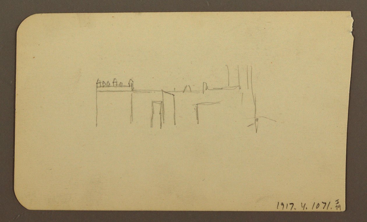 Dessin, paysage ; verso : église, avril 1885 - Frederic Edwin Church