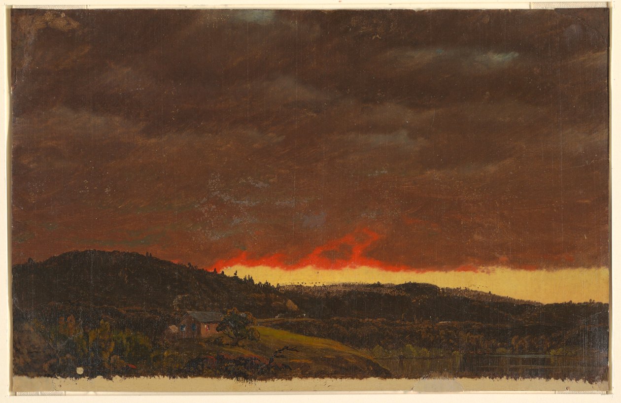 Dessin, paysage, coucher de soleil, vers 1845 - Frederic Edwin Church