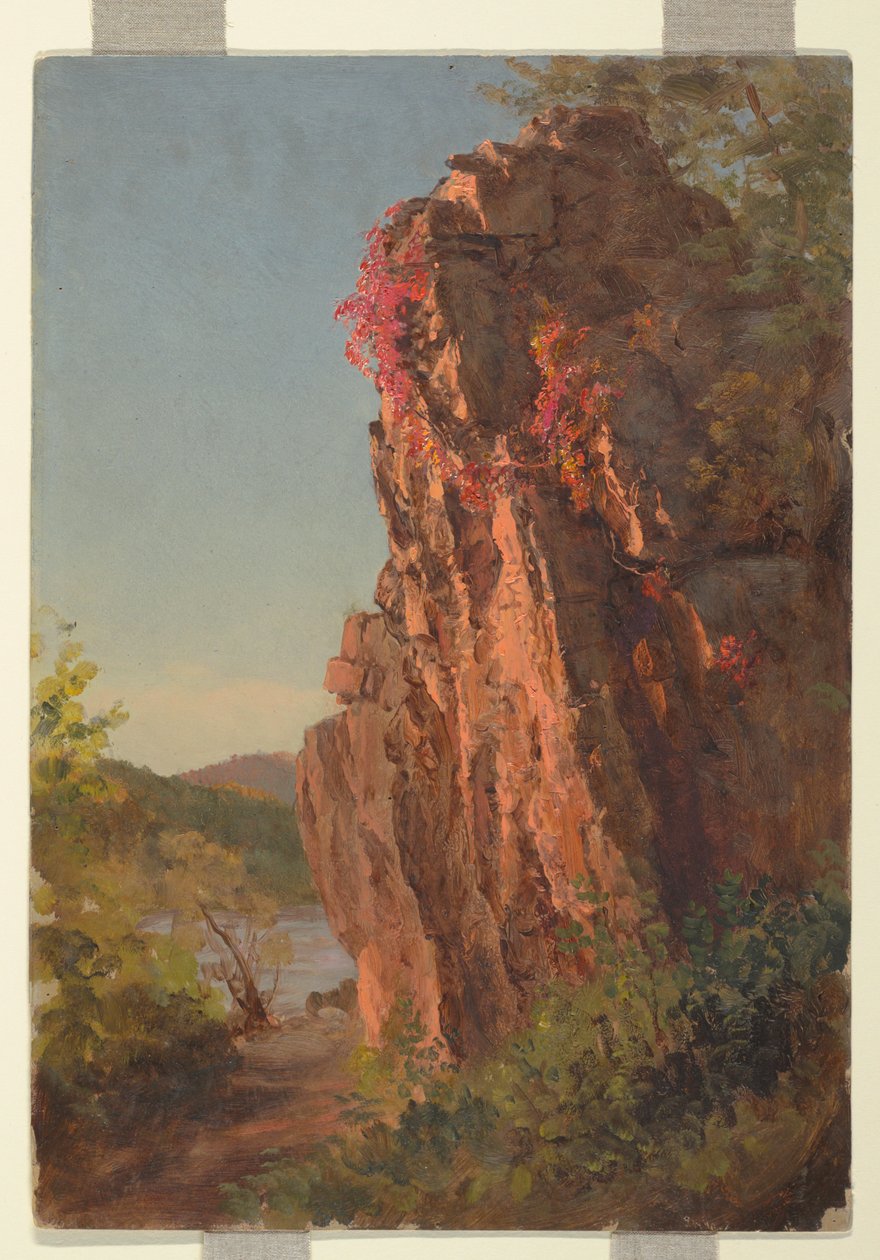 Dessin, paysage avec un grand rocher, peut-être Caroline du Nord, 1865-70 - Frederic Edwin Church