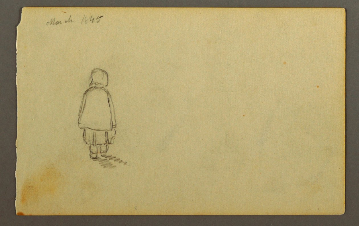 Dessin, Petite fille au bonnet de dos, 1845 - Frederic Edwin Church