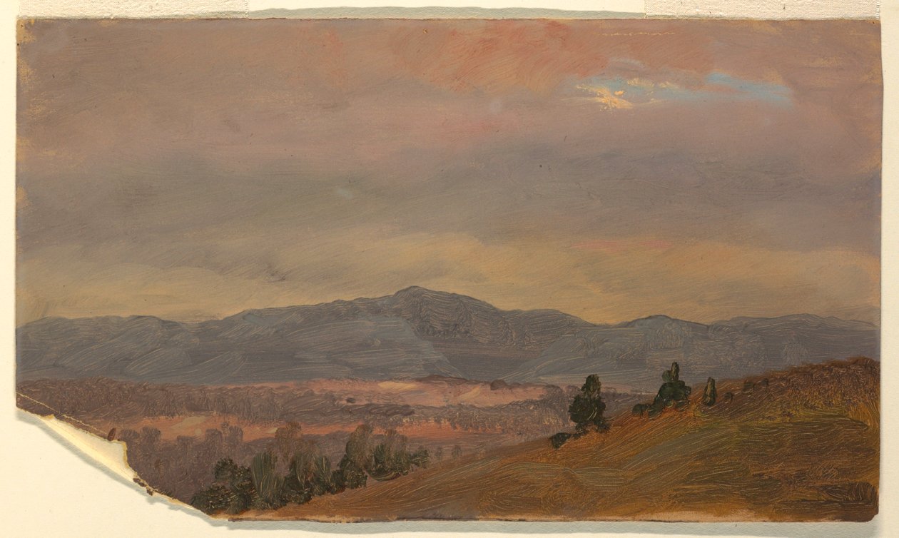 Dessin, regardant vers des collines lointaines, vallée de l