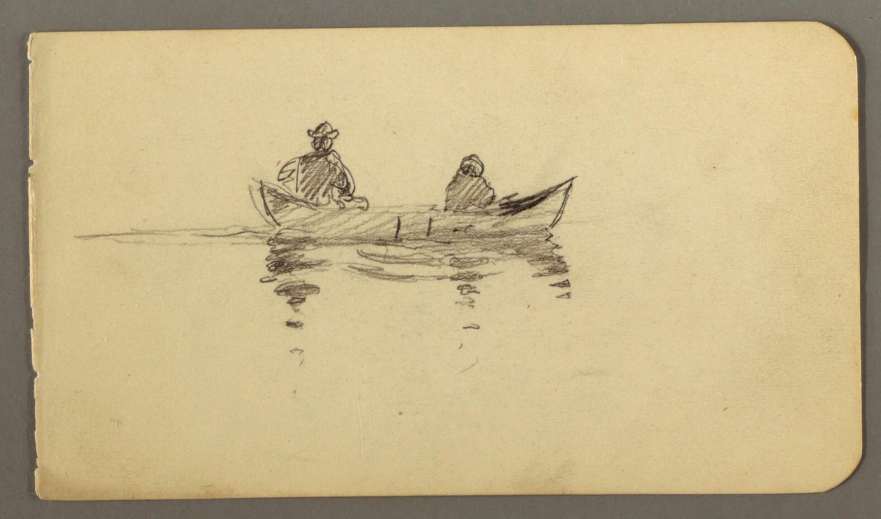 Dessin, homme et femmes dans un canoë, peut-être 1878 - Frederic Edwin Church