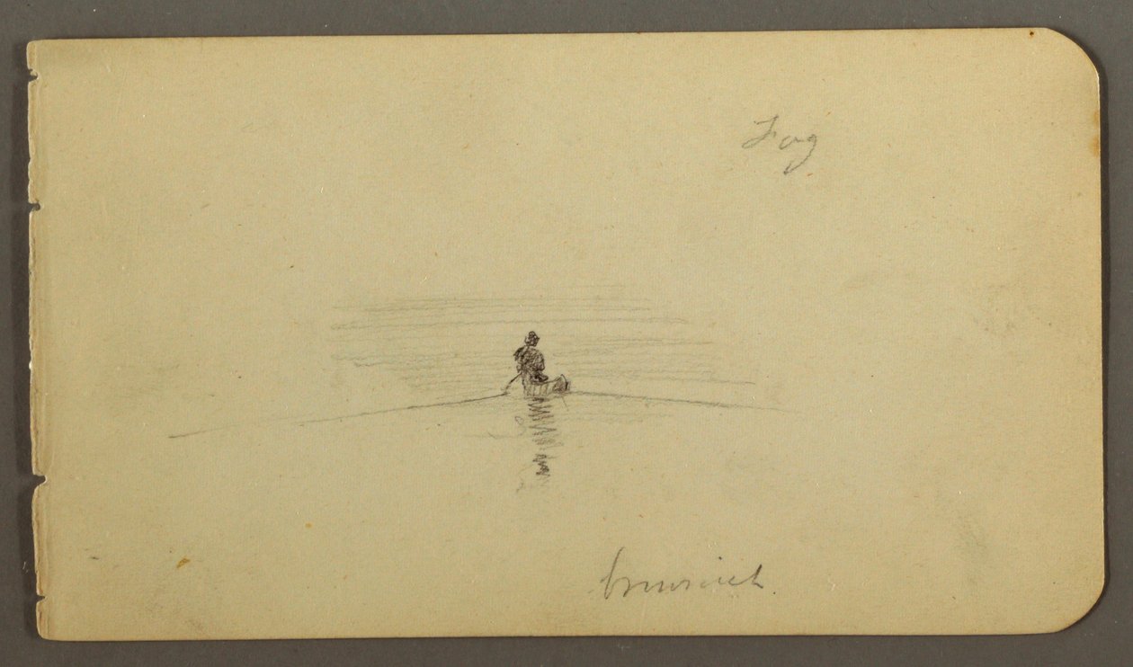 Dessin, homme en canoë, peut-être 1878 - Frederic Edwin Church