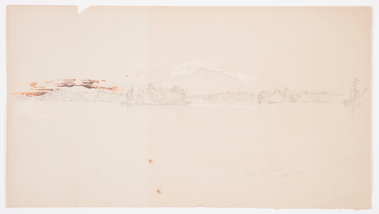 Dessin, lac Millinocket, vue du mont Katahdin, septembre 1878 - Frederic Edwin Church
