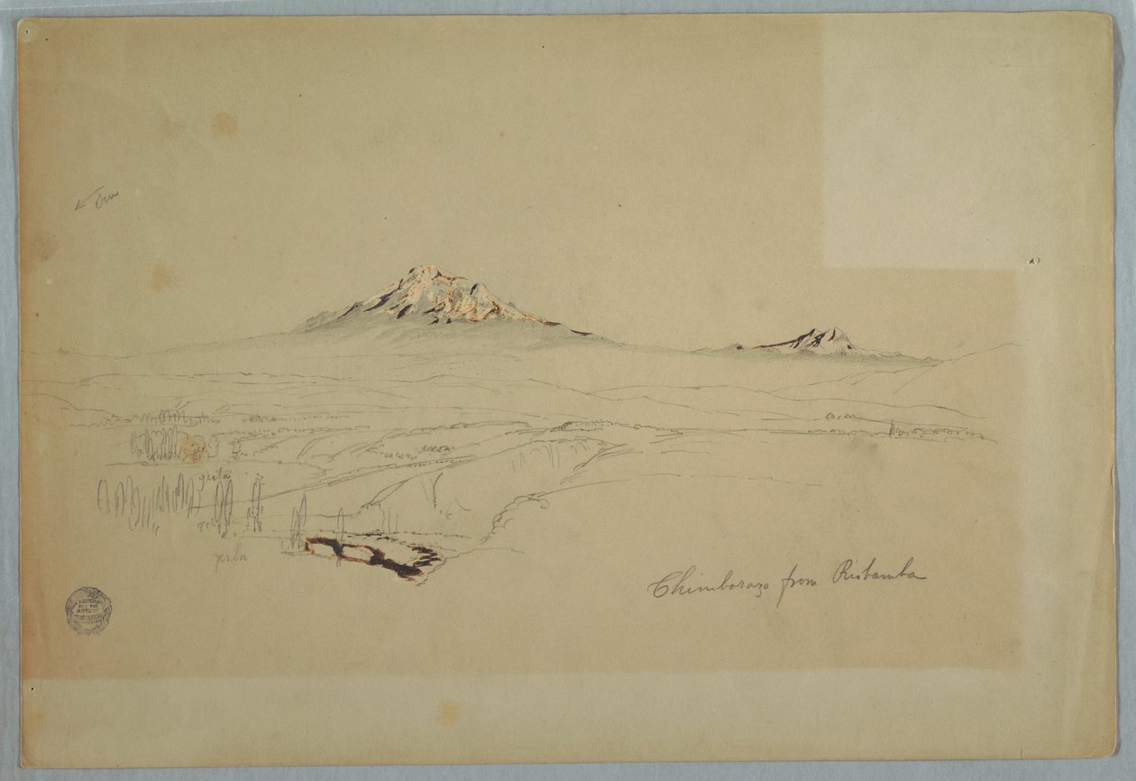 Dessin, Mont Chimborazo, vue de Riobamba, Équateur, juillet 1857 - Frederic Edwin Church